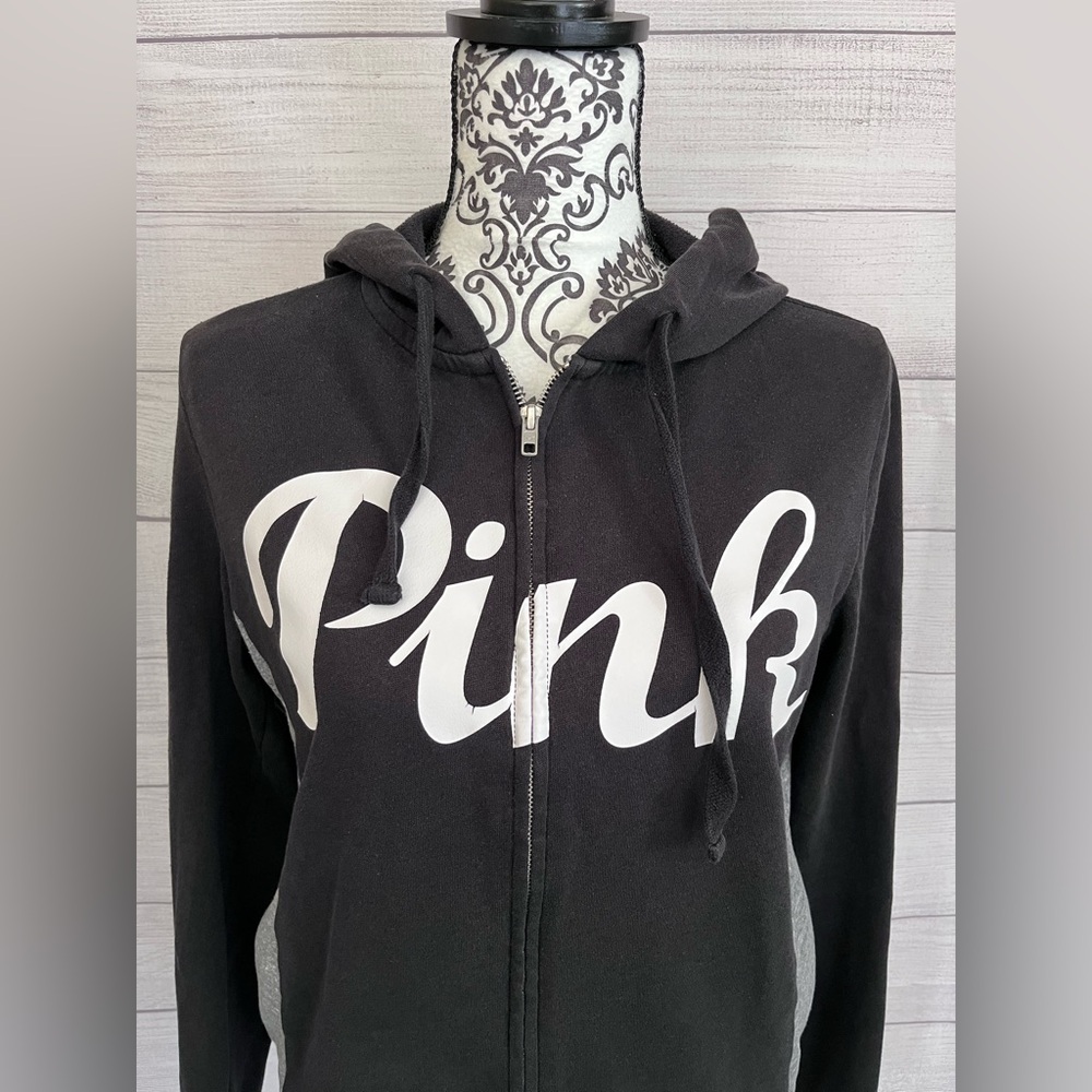 PINK Victoria's Secret | Black Full Zip Hoodie - Picture 2 of 8